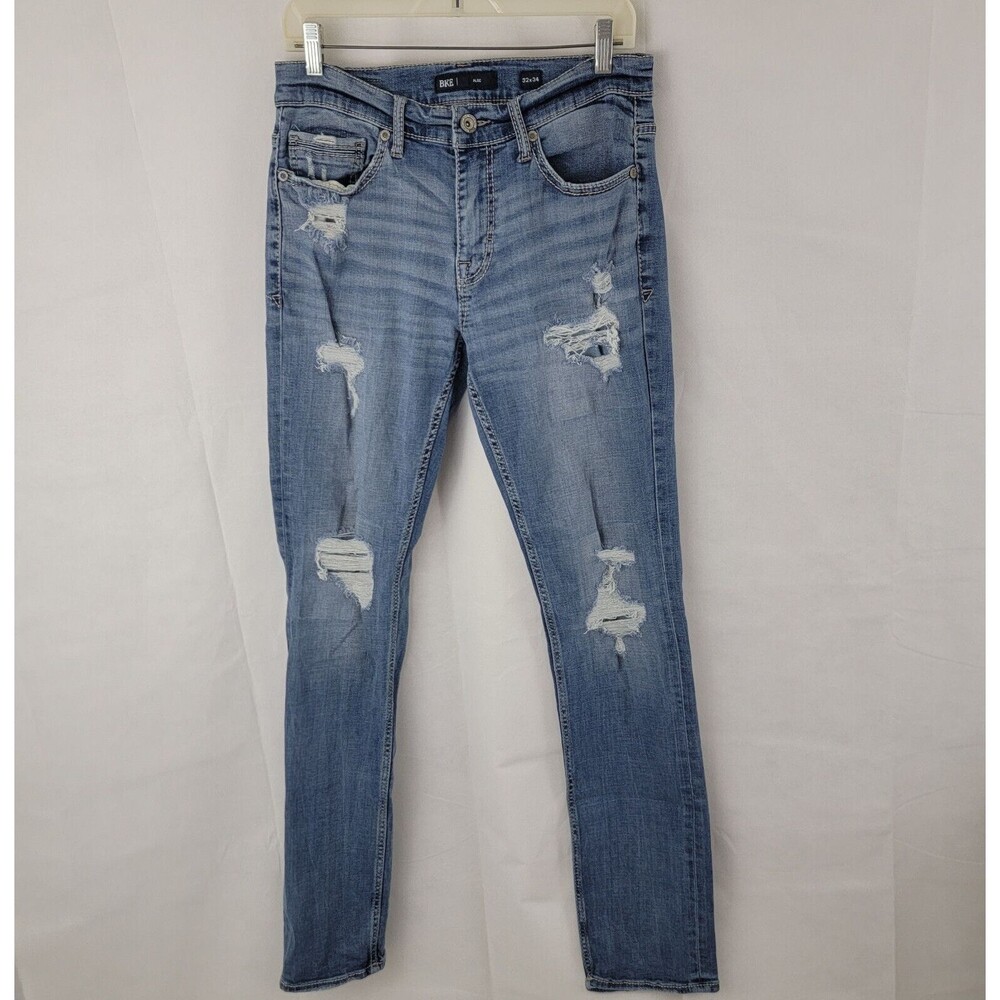 Buckle BKE Mens Jeans Sz 32x34 Denim ALEC Straight Stretch Hobble Distressed